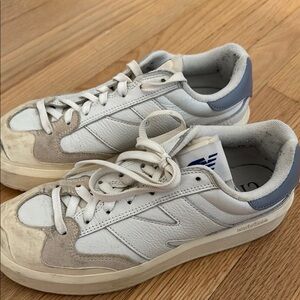 New Balance White and Blue Sneakers